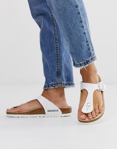 Белые сандалии с ремешком между пальцев Birkenstock Gizeh-Белый