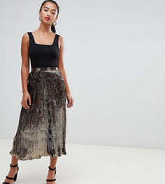 Плиссированная юбка миди с пайетками ASOS DESIGN Petite-Синий