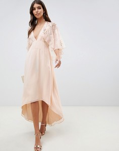 Платье миди с кейпом ASOS DESIGN-Розовый