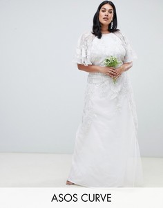 Свадебное платье с цветочной аппликацией ASOS EDITION Curve-Кремовый
