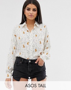 Рубашка с анималистичным и пальмовым принтом ASOS DESIGN Tall-Мульти