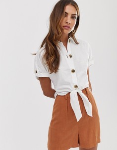 Белая рубашка с завязкой River Island-Белый