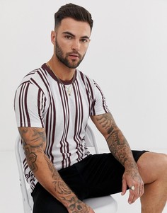 Футболка в вертикальную бордовую полоску ASOS DESIGN-Белый