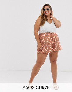 Фактурные присборенные шорты с принтом ASOS DESIGN Curve-Мульти