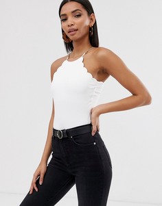Белый боди с фигурным краем River Island