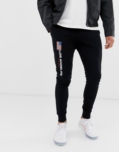 Джоггеры скинни с принтом флага и надписью \Los Angeles\" ASOS DESIGN-Темно-синий