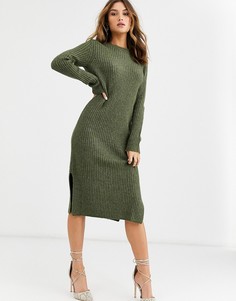 Зеленое платье миди с разрезами по бокам Vero Moda-Зеленый