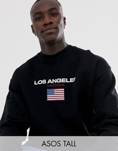 Свитшот с надписью \Los Angeles\" ASOS DESIGN Tall-Черный