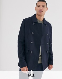 Пальто-бушлат с добавлением шерсти French Connection Tall-Темно-синий