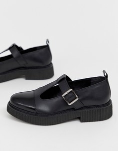 Кожаные туфли на массивной плоской подошве ASOS DESIGN Method-Черный