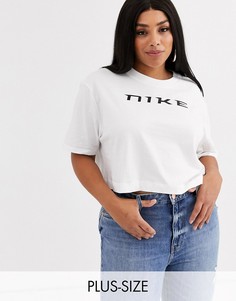 Белая короткая oversize-футболка Nike Plus-Черный