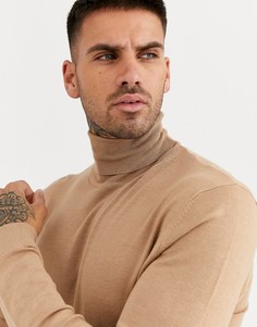 Джемпер верблюжьего цвета с отворачивающимся воротником River Island-Коричневый