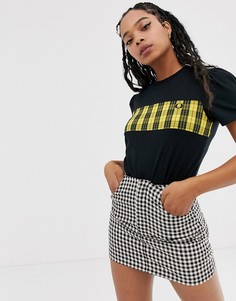 Футболка со вставкой в клетку тартан Fred Perry-Черный