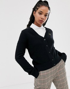 Кардиган с отделкой в клетку тартан Fred Perry-Черный