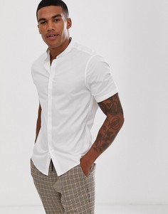Белая рубашка скинни с воротом на пуговице ASOS DESIGN-Белый