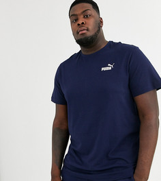 Темно-синяя футболка с маленьким логотипом Puma Plus Essentials-Темно-синий