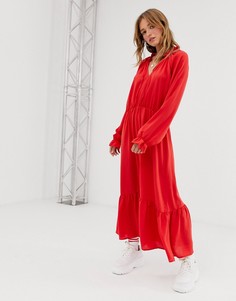 Платье миди с завязкой Monki-Красный