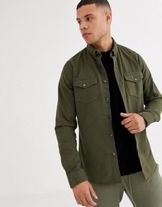 Рубашка цвета хаки с карманами New Look-Зеленый