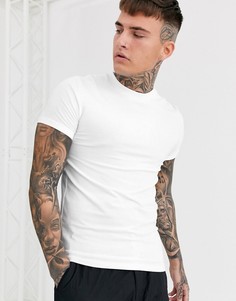 Белая обтягивающая футболка с отворотами на рукавах ASOS DESIGN-Белый