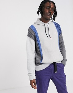 Белый джемпер колор блок с капюшоном и цветными вставками Tommy Jeans
