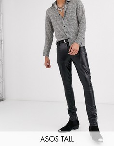 Черные джинсы скинни из искусственной кожи с покрытием ASOS DESIGN Tall-Черный