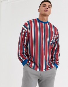 Красный свободный лонгслив в вертикальную полоску ASOS DESIGN