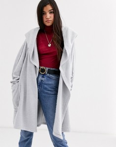 Удлиненный кардиган с капюшоном Free People Willow-Серый