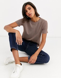 Коричневая футболка в полоску Vero Moda Aware-Мульти