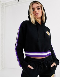 Худи с логотипом и полосами по бокам на рукавах NBA Lakers-Черный