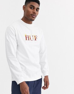 Белая футболка с длинным рукавом и вышивкой огня HUF Phoenix-Белый