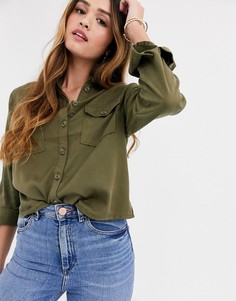 Рубашка цвета хаки с карманами New Look-Зеленый