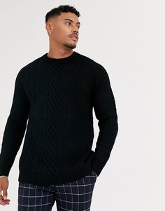 Черный вязаный джемпер Bershka