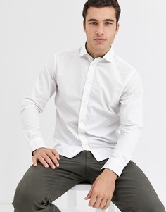 Белая хлопковая рубашка узкого кроя Selected Homme-Белый