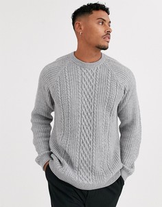 Серый джемпер крупной вязки Bershka