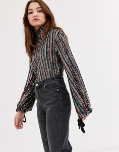 Топ в разноцветную полоску из пайеток Free People midnight city-Мульти