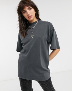 Серая футболка с круглым вырезом Bershka-Серый