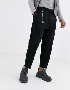 Брюки-морковки с декоративной цепочкой Bershka-Черный