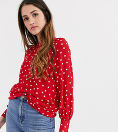 Полупрозрачная блузка в горошек New Look эксклюзивно для ASOS-Красный