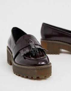 Темно-коричневые лоферы на платформе с кисточками Monki-Коричневый