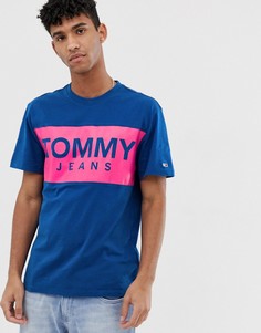 Синяя футболка с логотипом на груди Tommy Jeans-Синий