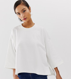 Кремовый oversize-свитшот с короткими рукавами Monki-Белый