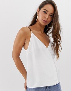 Топ на бретелях-цепочках с запахом ASOS DESIGN-Белый