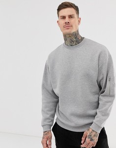 Серый oversize-свитшот с карманом MA1 от ASOS DESIGN