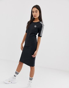 Черное платье с тремя полосами adidas Originals-Черный