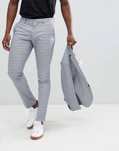 Брюки скинни в клетку Selected Homme-Темно-синий