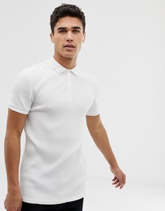 Белая облегающая трикотажная футболка-поло в рубчик ASOS DESIGN-Белый