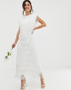 Платье макси с бахромой ASOS EDITION-Белый