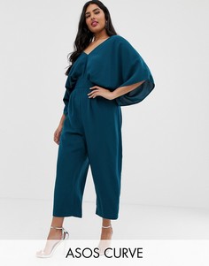 Комбинезон с рукавами-кимоно и суженными книзу штанинами ASOS DESIGN Curve-Зеленый