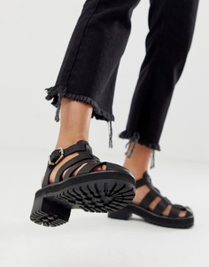 Кожаные сандалии на массивной подошве ASOS DESIGN-Черный