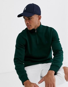 Зеленый свитшот из пике на молнии с логотипом Polo Ralph Lauren